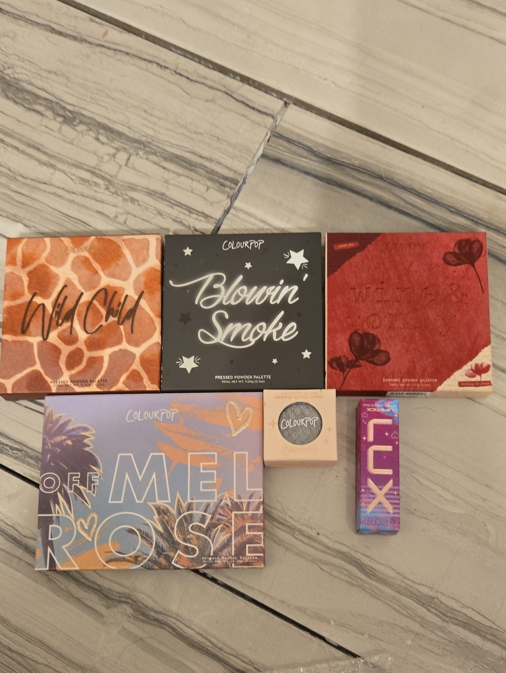 Colourpop Eyeshadow & Makeup Set in Orange, Black, Red, Purple, Cream